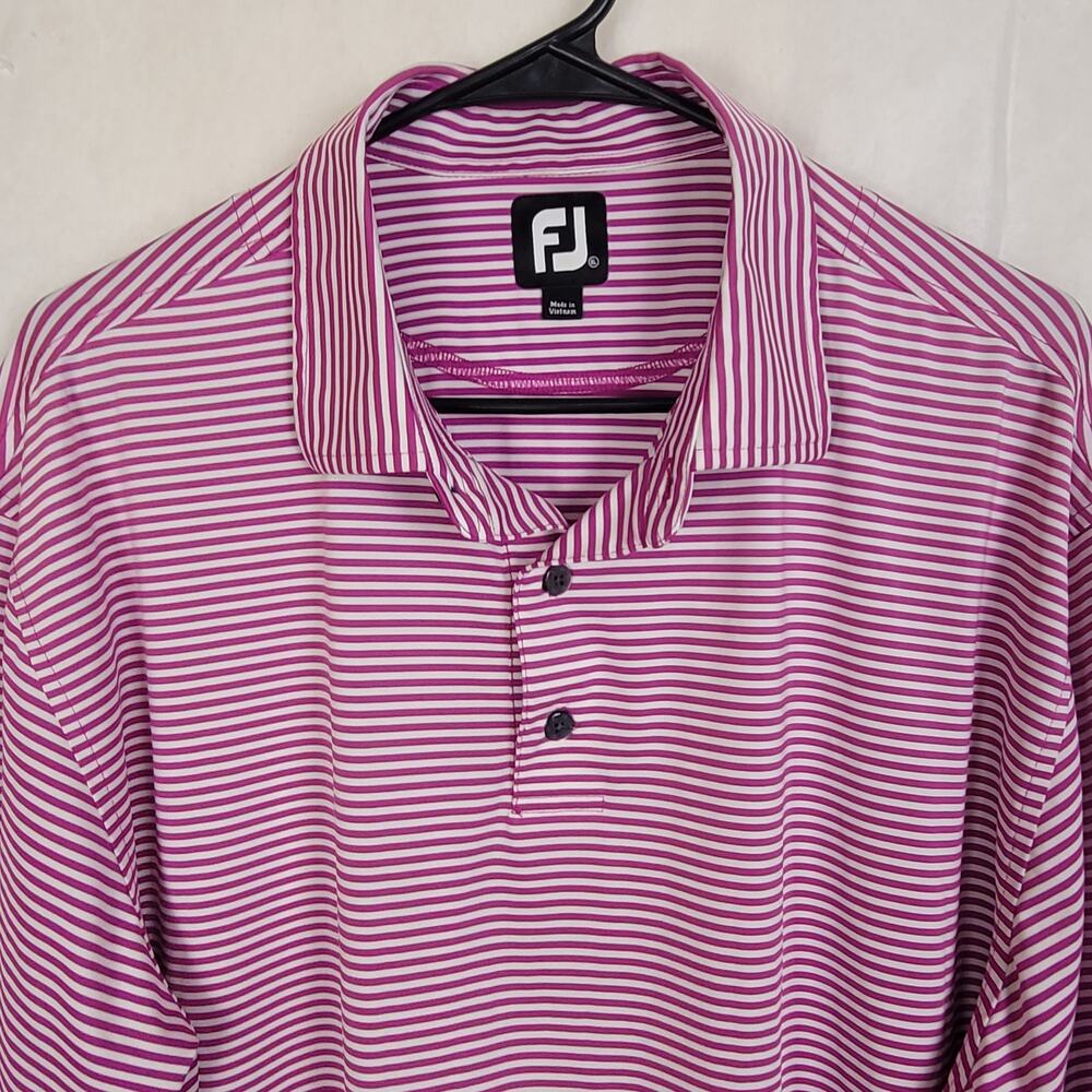 Foot Joy purple striped golf polo shirt size XL Preppy Resort Casual Active - Picture 4 of 7